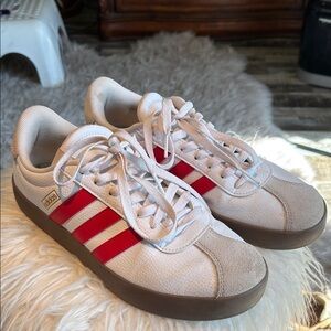 Adidas White and Red Casual Shoes